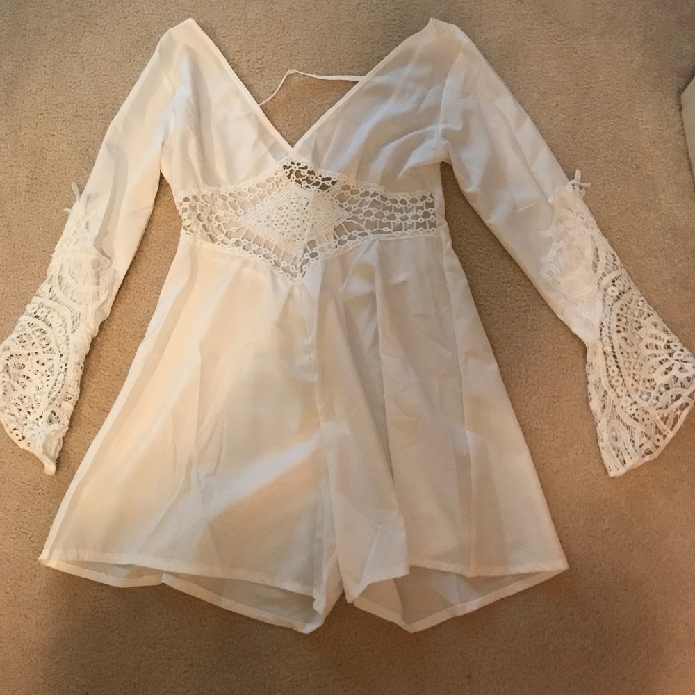 White Long Sleeve Romper (medium)